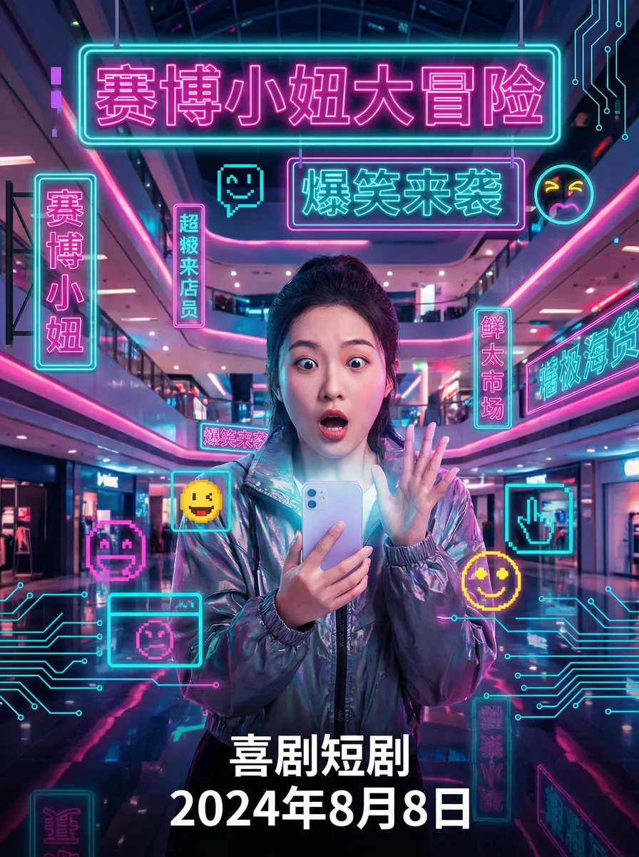 开车视频疼痛有声音 搞笑喜剧短剧 - 赛博小妞大冒险海报